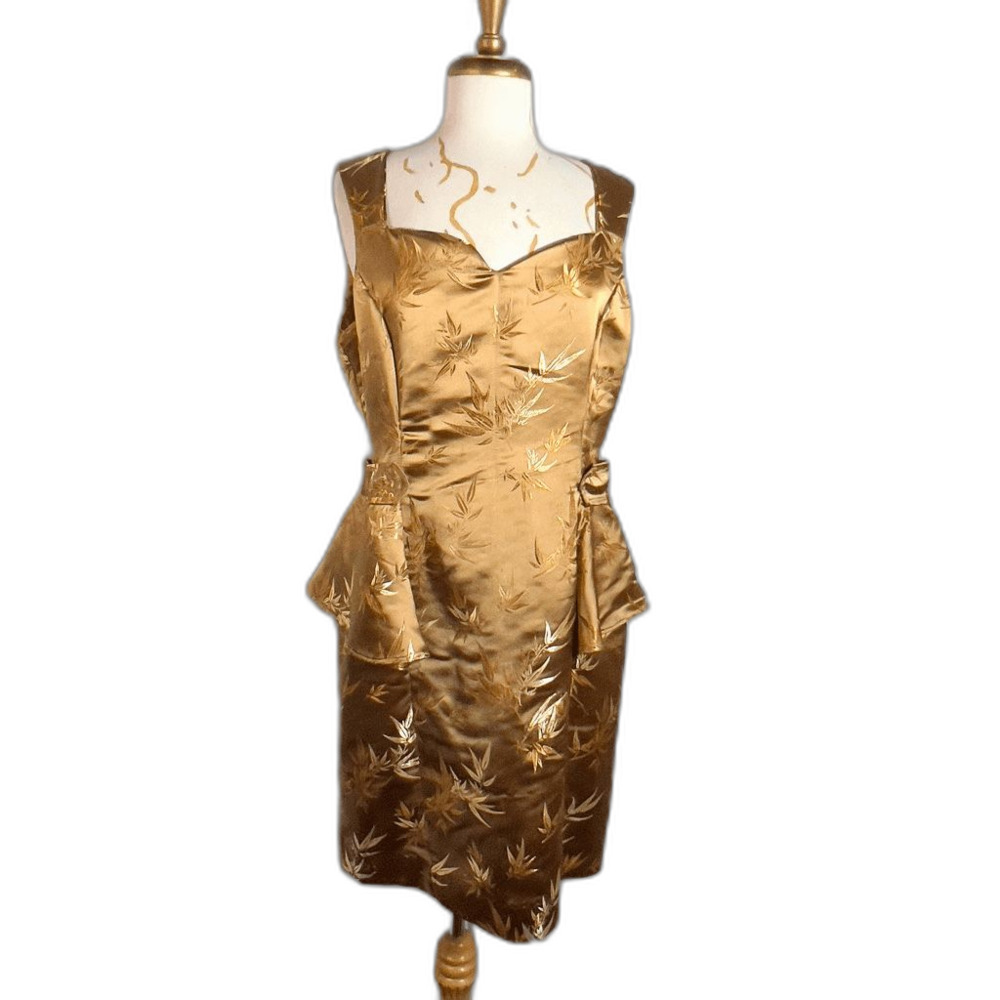 Vintage Dress Size S/M 80's Satin Golden Romantic Aesthetic Mini Dress